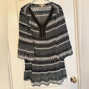 Woman Within Black and White Graphic Tunic 3/4 Sleeve 22/24 EUC